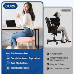 Memory Foam Seat Cushion Large 16×18″ Tailbone Relief Office Chair Cushion Pink
