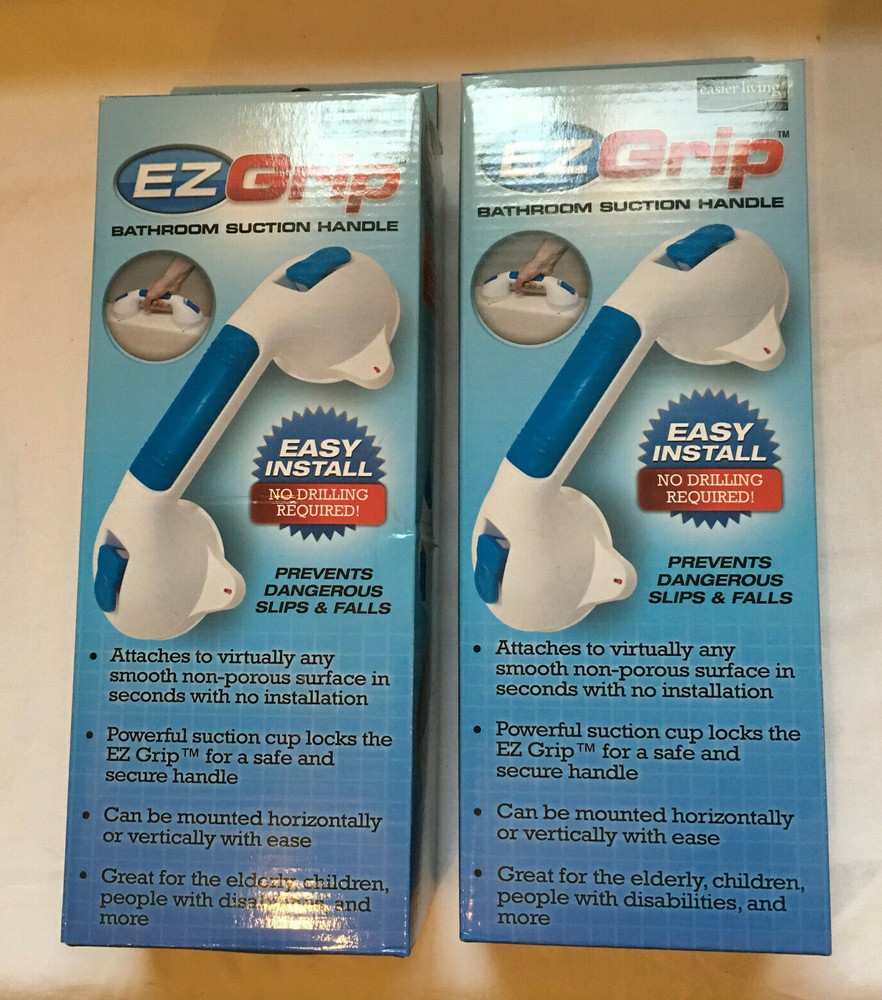 2 EZ GRIP Bathroom Suction Handle Tub Bath Wall Shower Easy installation!