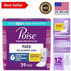 39 Count Incontinence & Postpartum Pads – 7 Drop Ultra Absorbency, Long Length
