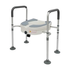 Raised Toilet Seat&Handle Toilet Safety Rail Adjustable Toilet Riser for Elderly