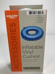 Equate Inflatable Vinyl Cushion, Blue, Universal Chair Donut Cushion