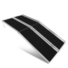 120″ Aluminum Multi-Folding Ramps Home Wheelchair Ramp Portable Non-Slip 600LBS