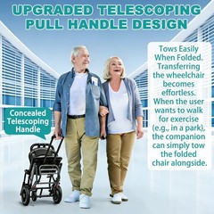 Irtme Ultra Lightweight Foldable Wheelchair，Carbon Steel Frame/Honeycomb Wheels