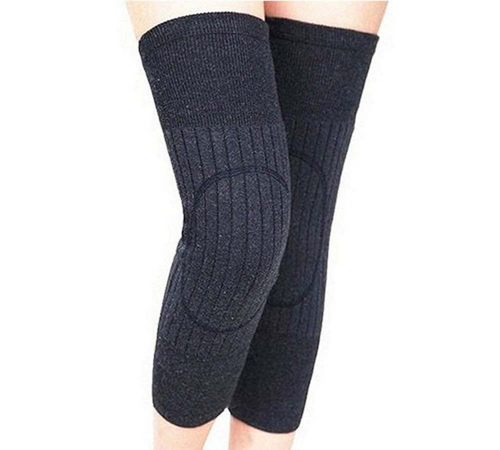 Knee Brace Support Pads Winter Warm Thicken Cashmere Wool Dark Grey Unisex