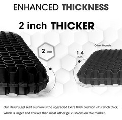 Extra Thick Gel Seat Cushion 2 Inch Pain Relief Black Office Chair Car