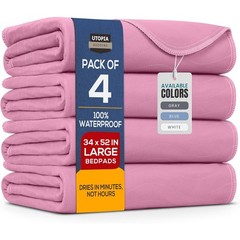 Utopia Bedding Washable Underpads 34″ x 52″ – Pack of 4, Pink – FREE SHIPPING