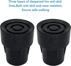 Eco-Friendly 1-Inch Cane Tips, Black – Metal Reinforced, Pack of 2 for Safety