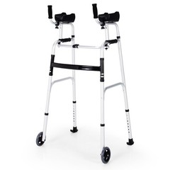 Folding Aluminum Alloy Wheel Walking Frame Adjustable Walker W/Armrest Support