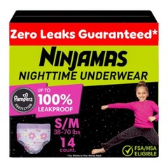 Ninjamas Nighttime Underwear Small Medium Bedwetting Protection 12 Hours