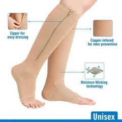 Compression Zip Up Socks Open-Toe Zipper Leg Support Unisex Socks Knee Stocking