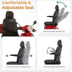 HS4W-A2R Heavy-Duty 4-Wheel Mobility Scooter 37 Miles Range 3-Speed 500lbs Load