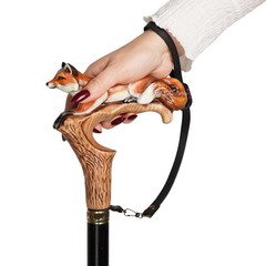 Hand-Painted Fox Walking Cane, Fashion Hand-painted Luxury Walking Stick