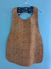 Gingebread/varigated yellow Adult Bib, Handmade , 35 1/2” by 21 ½”, reversible