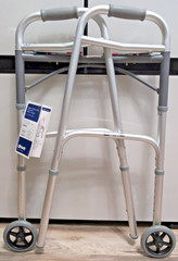 Drive Deluxe Two Button Folding Walker Adult 2 Wheels 5in Aluminum Gray
