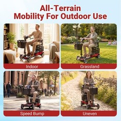 4 Wheel Mobility Scooter for Adults 350W Electric Travel Scooter 350 lbs Red