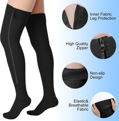 Thigh High Zipper Compression Socks 20-30 Mmhg Zipper Compression Stockings Thig