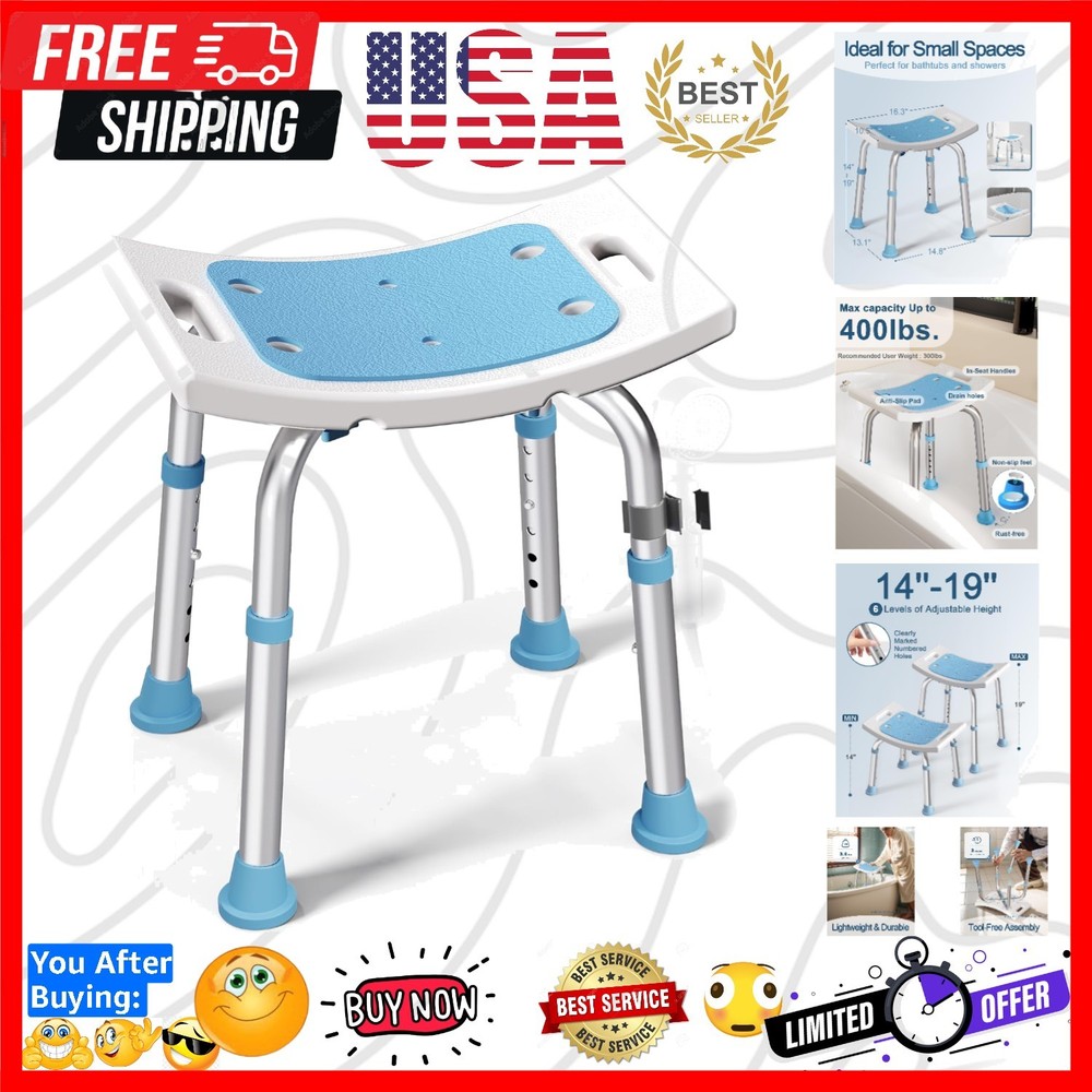Shower Chair for Inside Shower, 400 lbs Adjustable Shower Stool with Suction …
