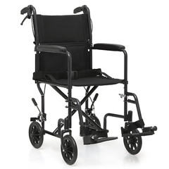 [FDA APPROVED]Foldable Lightweight Transport Wheelchair w/Handbrakes & Seat Belt