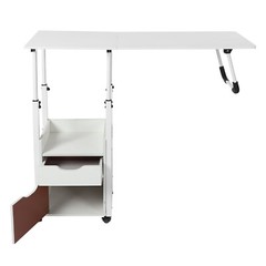 Movable Bedside Table Overbed Table w/ Wheels Adjustable Over Bed Desk 70-88cm