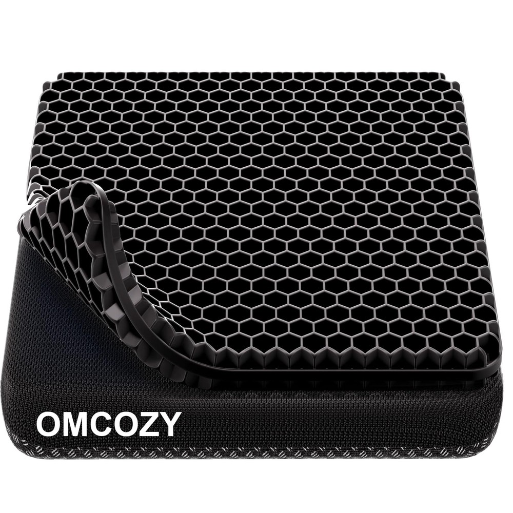 OMCOZY Gel Seat Cushion, Cooling Honeycomb 18.51 x 17.33 x 1.51 inches, Black
