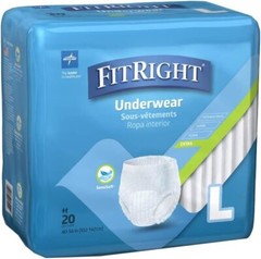Medline Protect Extra Protective Underwear, Large Pack of 20 Briefs MSC13505A