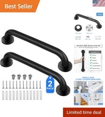 Sturdy 18 Inch Black Grab Bars Made from 304 Stainless Steel for Bathroom Safety