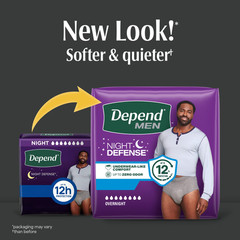 Depend Night Defense Incontinence Underwear for Men, Adult Diapers, XL, 20 Count
