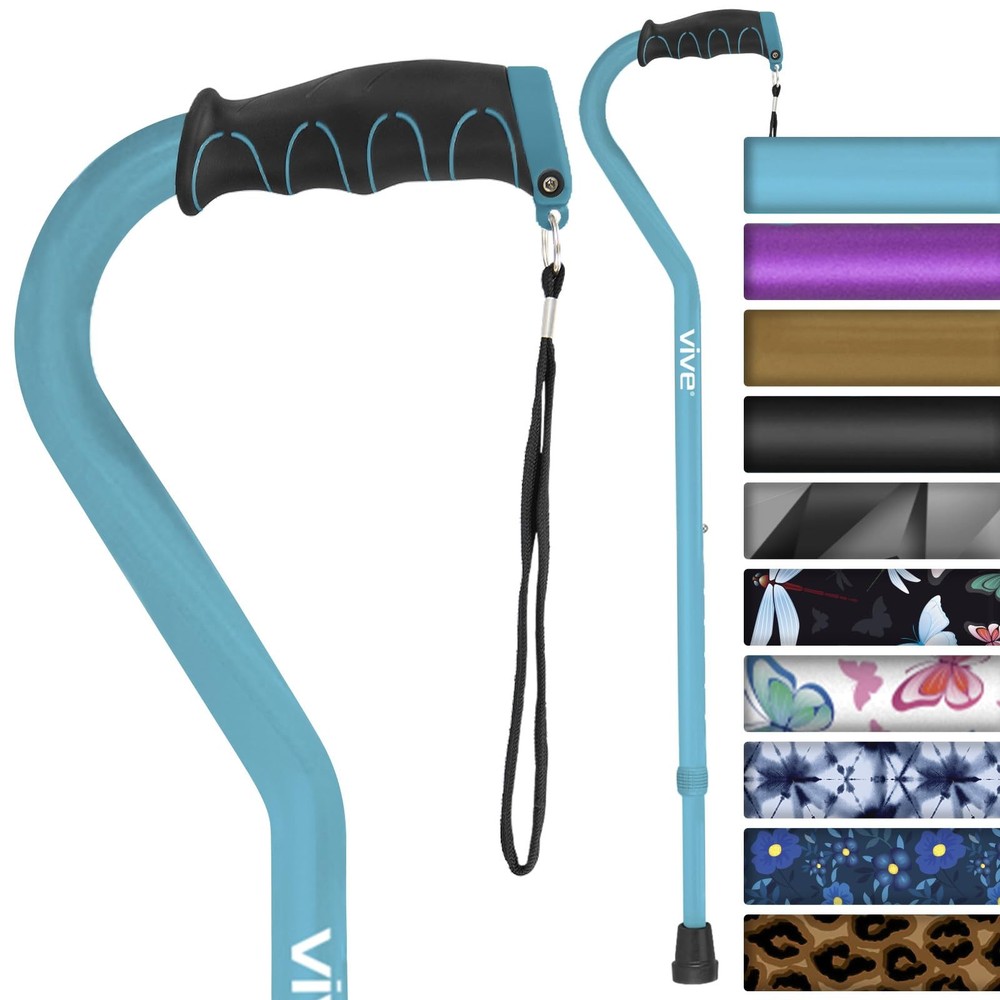 Vive Walking Cane for Women, Men, Elderly – Patented Offset Cane, Teal