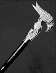 Antique Handle Hercule Poirot Swan Style Brass Walking Stick Handmade Skull Head