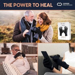 Copper Compression CopperVibe Vibration Heat Therapy Gloves Black New OPEN BOX