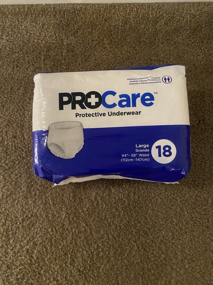 Pro Care Adult Protective Underwear Diapers, 1- Pack Size Large (18 Count)