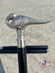 Victorian Antique Brass Hercules Swan Handle Walking Stick wooden Walking Cane