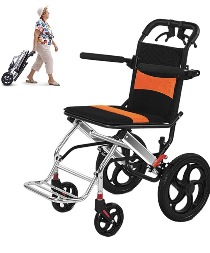 Aluminum Alloy Portable Folding Manual Wheelchair w/ Handbrake SYIV100-DY-102L
