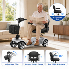 4-Wheel Power Wheelchair Scooter All Terrain for Seniors & Adults