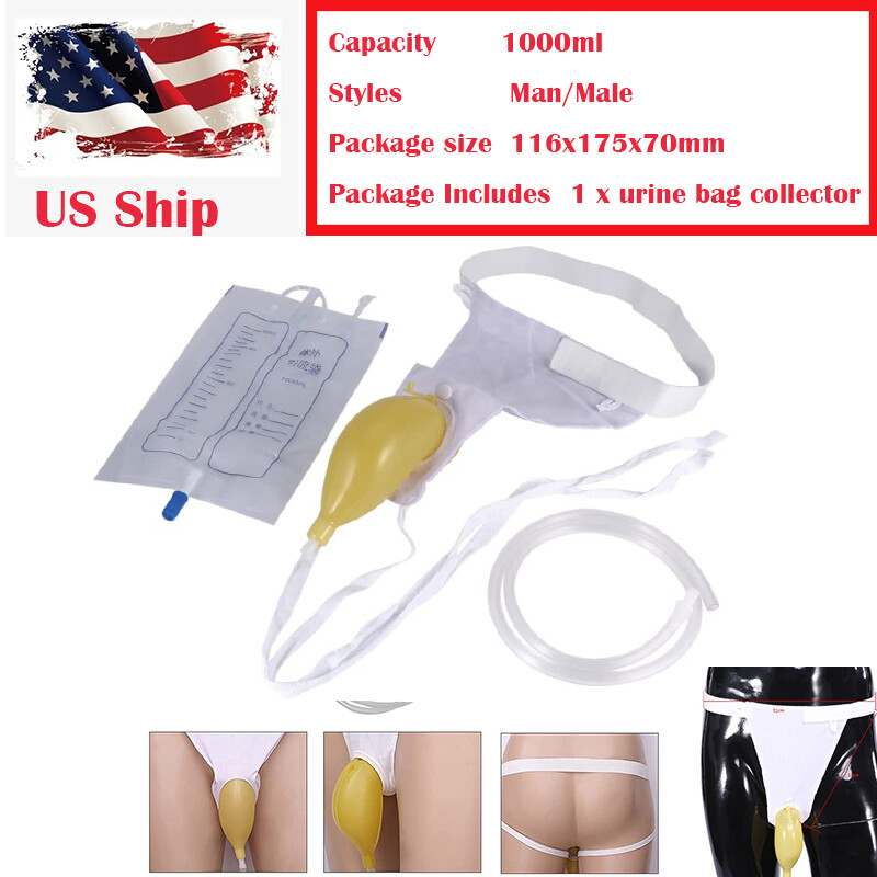 US Ship Men/Male Urine Leg Bag Collector Pee Catheter Wearable Urinal Bag 1000ml
