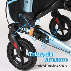 Foldable Rollator Walker 300 lb Capacity w/ 17.3″ Seat & 8″ Wheel Rolling Walker