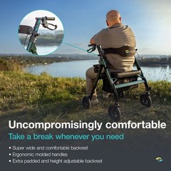 Helavo Bariatric Walker, Adjustable Seat, Wide Heavy Duty, 500 lbs Capacity