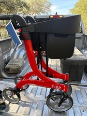 Drive F-22 Rollator Walker GV974RD Handle Breaks Red Seat Pouch 300lb Capacity