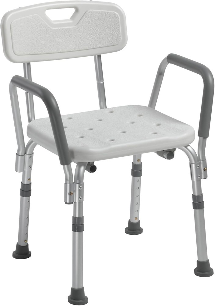 Drive Medical Shower Chair with Back & Arms Adjustable Height Bath Seat
