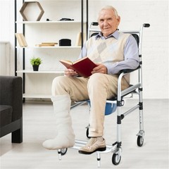 2-in-1 Aluminum Commode Shower Wheelchair Adjustable Height 38″-42″