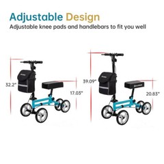 Deluxe Medical Knee Scooter Steerable Knee Walker 4 Wheels for Foot Injuries Aid
