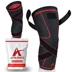 Knee Brace Compression Sleeve with Adjustable Strap for Pain Relief & Support, M