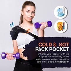 Copper Joe Compression Shoulder Brace for Women & 1 Count (Pack of 1), Black