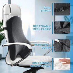 Teemour High Back Support Pillow for Office Chair, Fully Long Back, Dark Grey