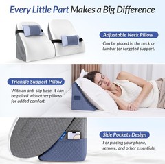 ZIKEE Wedge Pillow for Bed, Reading & Back Pain Relief, Memory Foam