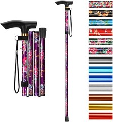 Walking Cane-Folding CaneAdjustable Colorful Walking Stick for Men & Women Black