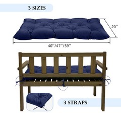 Eoieov Outdoor Bench Cushions 40 in with Ties Waterproof 40″L*20″W*3″T, Khaki