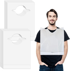 50/200 Pack Adult Bibs for Men, Disposable Bibs for Adult Waterproof & Oil-Proof