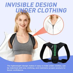 Asahaye Posture Corrector for Women and Men, Adjustable Back One Size, Black