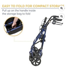 Drive 4-Wheel Rollator Walker, Padded Seat & Removable Backrest, Blue 300 lb